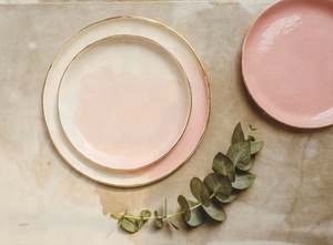 Platos de porcelana de oro rosa para boda, porcelana vintage alemana, venta al por mayor, cargador de boda - Product Image 4