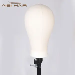 Aisi Rambut Poli Kanvas Blok Kepala Manekin Kepala Wig Berdiri untuk Styling Tampilan Membuat Wig dengan Penjepit Meja Wig Alat Membuat Wig