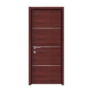 Puerta de madera para dormitorio, diseño barato de fábrica de Shanghai, puerta de madera roja en el Interior de Australia, diseños de fotos