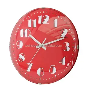 Cheap 12 inch Dome glass colorful plastic wall Clock For Home Decor gift item