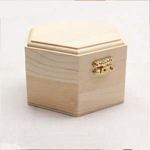 Elegante hexagon decorativo contenitore di monili scatola di imballaggio di pino naturale di regalo di <span class=keywords><strong>legno</strong></span> carino - Product Image 6