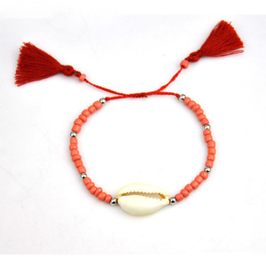 Último diseño <span class=keywords><strong>abalorios</strong></span> hechos a mano pulsera <span class=keywords><strong>de</strong></span> cuentas <span class=keywords><strong>de</strong></span> plástico con Shell y algodón borla - Product Image 2