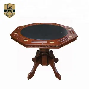 53 Inch Octagon Bàn Poker Giá Rẻ Với Chân Bàn Bằng Gỗ Rắn Và Bìa Gỗ