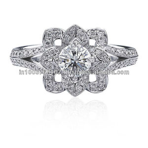 Anillo de diamantes de lujo de oro de 18 quilates con accesorio de joyería elegante de diamante central de 1 quilate - Product Image 1