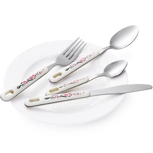 24 Cái Dinnner Set Xách Tay Dài Tang Nhựa Xử Lý Dao Kéo Bộ Bàn Ngoài Trời Thép Không Gỉ Fork Spoon Knife - Product Image 3