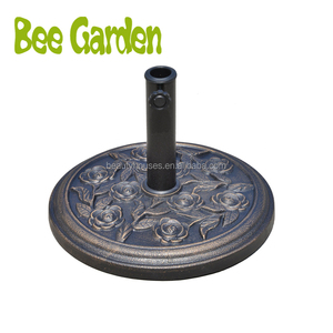 Base <span class=keywords><strong>de</strong></span> <span class=keywords><strong>parasol</strong></span> moderne <span class=keywords><strong>en</strong></span> <span class=keywords><strong>fonte</strong></span> effet fer avec motif rose pour mobilier d'extérieur, patio, cour et parc - Product Image 4