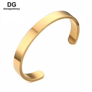 Custom logo Fashion 316L Stainless Steel Cuff Bracelet <strong>Silver</strong> Gold <strong>for</strong> Women <strong>Men</strong> - Product Image 1