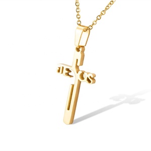 Marlary Minimalist Mens Women Small Gold Stainless Steel Jesus Cross Pendant Necklace Men Jewelry Store