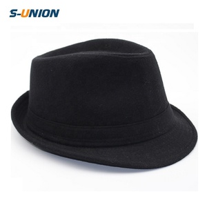 S-UNION Fashion Decoration <strong>Ladies</strong> Wholesale Custom Wool Felt Mens Fedora Black <strong>Trilby</strong> <strong>Hat</strong> - Product Image 3
