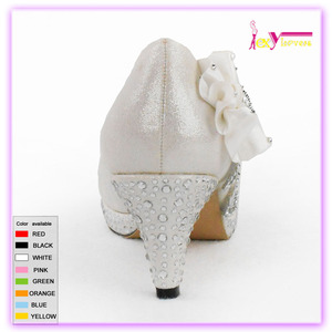 boda escotado calzado de flores de diamantes blancos zapatos de tacón para mujer vestido - Product Image 4