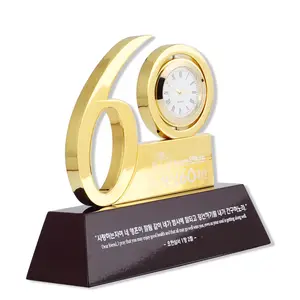 Customized Design Golden 60th Anniversary Gifts With Clock For Business Gift Item