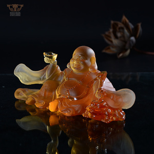 Estatua de Buda Sonriente de Cristal Esmaltado de Colores Liuli <span class=keywords><strong>Maitreya</strong></span>: Todo Va Bien - Product Image 4