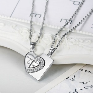 Moda Per Sempre amore a forma di Cuore di puzzle <span class=keywords><strong>coppia</strong></span> <span class=keywords><strong>collana</strong></span> in <span class=keywords><strong>argento</strong></span> della <span class=keywords><strong>collana</strong></span> del cuore - Product Image 4