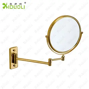 Золотистое зеркало, размер 8 дюймов, латунная раковина для ванной комнаты, выдвижное настенное зеркало, настенное зеркало для бритья