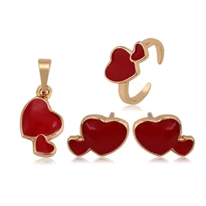 set 025 xuping Multicolor double heart shaped jewelry set showing parents' minds