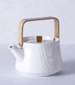 Wholesale Embossed Moroccan <strong>Ceramic</strong> <strong>Tea</strong> <strong>Pot</strong> with Wooden Handle - Product Image 2