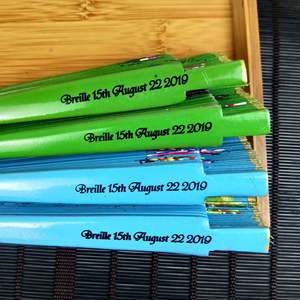 [أنا من معجبيك] مروحة يدوية على الطراز الأوروبي مرسومة يدويًا على الطراز الإسباني، مروحة خشبية مجوفة قابلة للطي للزفاف يمكن تخصيصها - Product Image 4