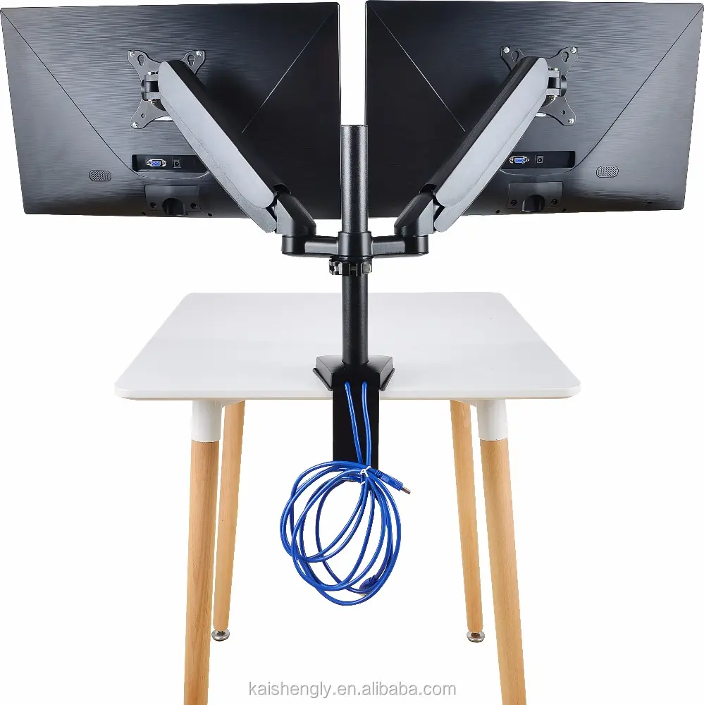 Dual Monitor Mounts Monitor Arms Stand Support, Full Motion swivel gas spring for 10''-27'' LCD Computer vesa Monitor