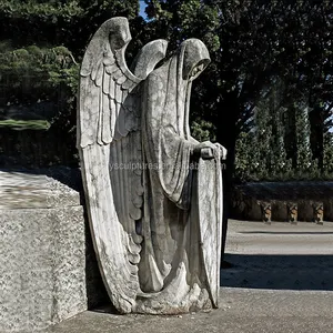 Pietra rondine angeli con grandi ali statua grave marmo angelo scultura per la decorazione del dormitorio