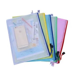 Wholesale customizable color mesh pvc file bag collapsible portable file bag