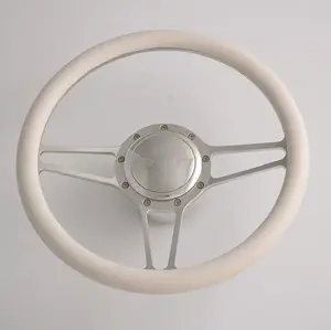 China 14'' Half Wrap Polished Billet Leather Steering Wheel with Hub