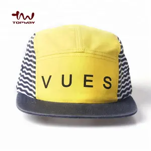 Drei-Töne-Farbe 5-Panel-Jockey-Hüte gemischte Sportkappen individuelles Logo Unisex Erwachsene Flache Klammer 100% Baumwolle TOPWAY angenehm GEBENSCHLICH