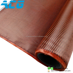 Tissu hybride en sergé 2x2 <span class=keywords><strong>Kevlar</strong></span> orange et <span class=keywords><strong>fibre</strong></span> de <span class=keywords><strong>carbone</strong></span> - Product Image 3
