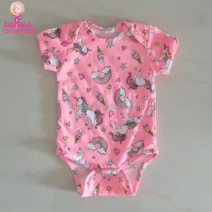 Sommer Kurzarm Korallen Einhorn Druck Baby Onesie Geschlecht Neutral Neugeborene Kleidung Infant Creeper Strampler