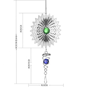 Groothandel Tuin Decor Laser Cut 3d Metalen Rvs Wind Spinner Met Crystal Ball