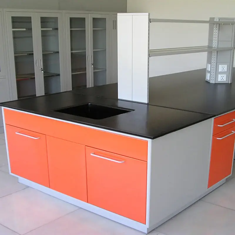 Steel structure epoxy resin biology lab table work central bench laboratory furniture