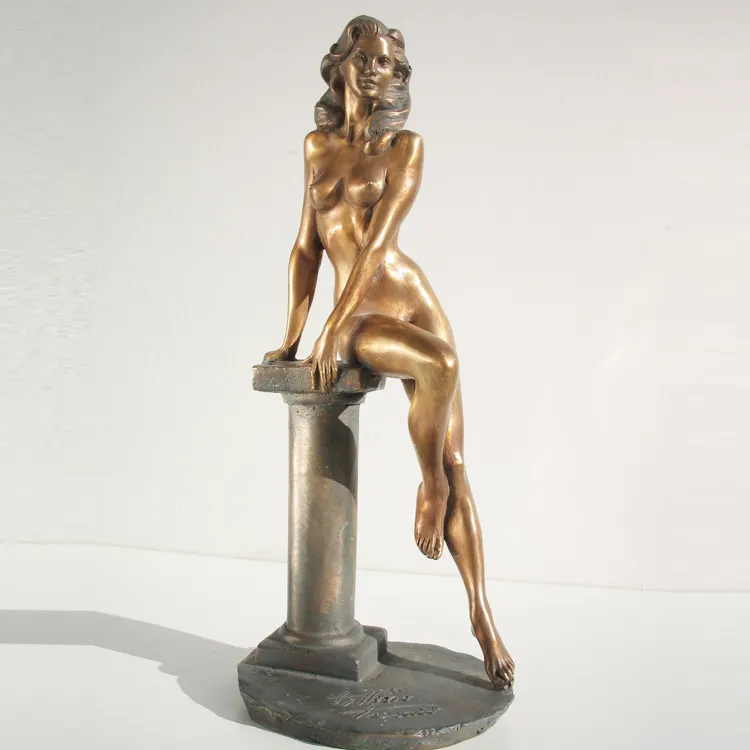 Vendita calda cast bronzo donnina statua di metallo bellezza ragazze nude scultura donna