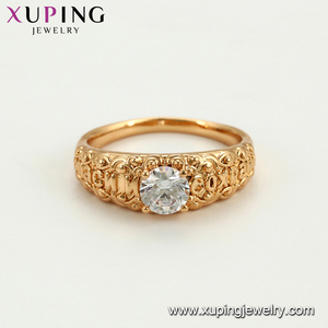 خاتم xuping 15924 مطلي بالذهب عيار 18 قيراط، عينة مجانية، تصميم فاخر بحجر واحد للنساء أو الرجال مع حرف ودانتيل - Product Image 4
