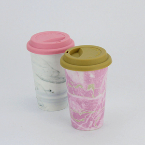 Regalo de <span class=keywords><strong>Navidad</strong></span> alivio diseño único mármol impreso café doble pared taza de viaje de cerámica - Product Image 3