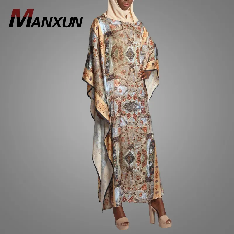 मामूली औपचारिक कफ्तान Abaya पोशाक मुद्रित डिजाइन Muslimah दुबई Jilbab इस्लामी कपड़े