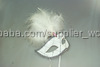 Diseño Simple patrón de rejilla completa <span class=keywords><strong>carnaval</strong></span> masquerade máscara con plumas de avestruz blanco decorar - Product Image 3