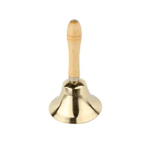 Small Large Solid Brass Bell /Wood Handle School Bell