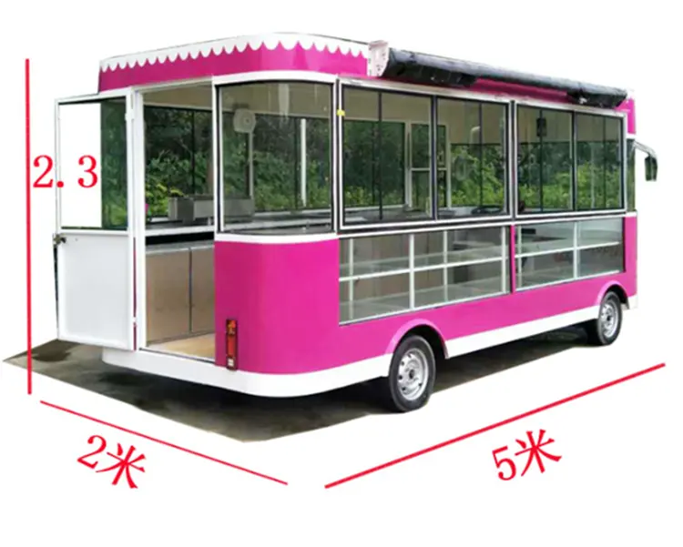 5m* 2m * 2.45m 4000W super large space hot sale cheap exhibition food car food trailer mobile snack food truck