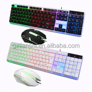 提供电脑配件彩色背光游戏机械键盘和鼠标组合套装连接 PS2 或 USB