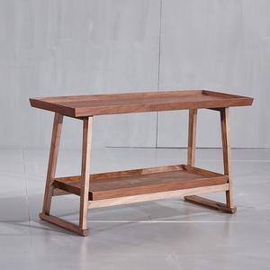 Mesa Auxiliar de Madera de 2 Niveles para Sala de Estar, Diseño Simple, Mesa Lateral Antigua - Product Image 2