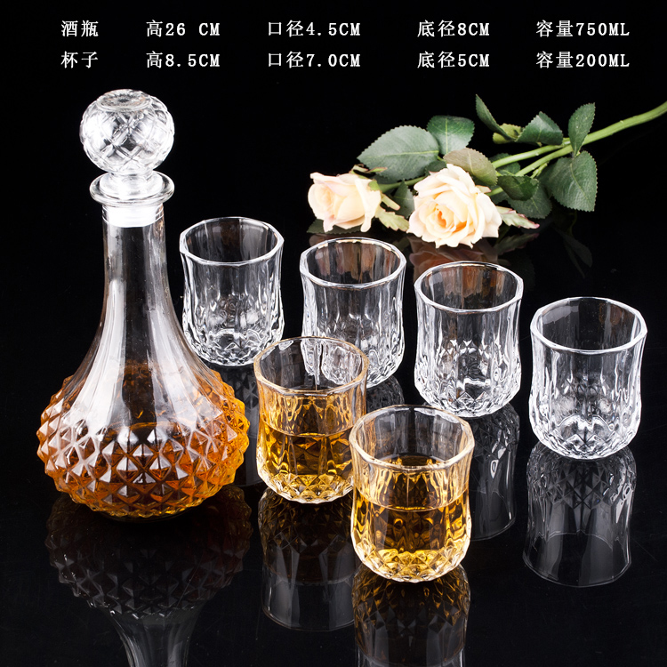 high clear fashion designed wholesale wine glass set whiskey decanter set 1 bottle 4 cups