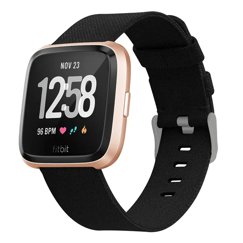 Grote Voorraad Voor Canvas Geweven Nylon Horlogeband Klassieke Quick Release Strap Watch Band Voor Fitbit Versa