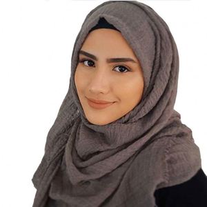 Écharpe Sexy Arabe Douce et Chaude Plissée <span class=keywords><strong>Voile</strong></span> <span class=keywords><strong>de</strong></span> Coton Hijab en <span class=keywords><strong>Voile</strong></span> Readymade - Product Image 3