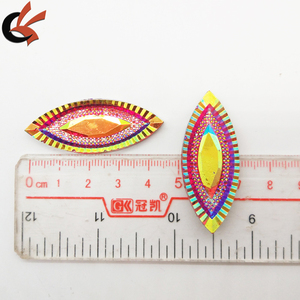 Colori AB grandi 20x50mm strass in resina alta Flatback cucito-On <span class=keywords><strong>cavallo</strong></span> occhio di <span class=keywords><strong>pietra</strong></span> per gioielli danza indumento borse decorazione abito - Product Image 4