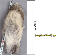Vente en gros d'usine, queue de renard en fourrure de renard véritable, cristal, 40 cm, grande, moelleuse, pas chère, porte-clés pour décoration