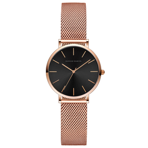 Usine En Gros HM-CC32 À La Mode Femmes Quartz Cadran Montre 3 Bar Étanche Mince En Acier Inoxydable <span class=keywords><strong>Maille</strong></span> Bande Simple Main Montre - Product Image 1
