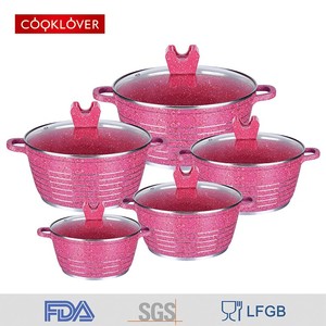 Ensemble de 10 casseroles classiques <span class=keywords><strong>en</strong></span> aluminium moulé antiadhésif avec couvercle <span class=keywords><strong>en</strong></span> métal et <span class=keywords><strong>en</strong></span> verre pour cuisinière électrique et à gaz, <span class=keywords><strong>cocotte</strong></span> <span class=keywords><strong>en</strong></span> <span class=keywords><strong>fonte</strong></span> - Product Image 2