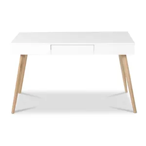 Modern white laminate top solid wood table leg student writing desk for kids