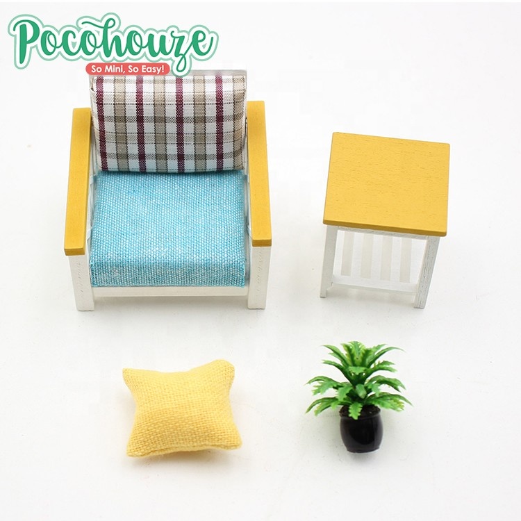 Оптовая продажа diy Мини диван деревянные миниатюрные игрушки деревянный дом
