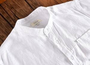 <span class=keywords><strong>Camicia</strong></span> da <span class=keywords><strong>uomo</strong></span> a maniche corte con colletto alla coreana in <span class=keywords><strong>lino</strong></span> e cotone tinta unita - Product Image 5