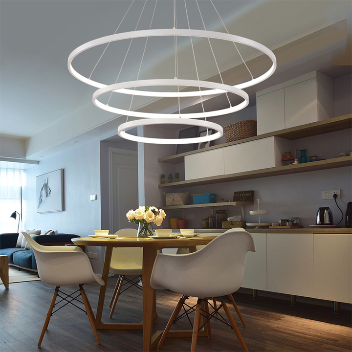 Светодиодный современный подвесной светильник с одним кольцом, люстра с металлическим кольцом, подвесной кольцевой светильник